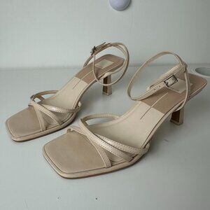 Dolce Vita "Manji" Leather Heeled Sandals in Bone - Size 9.5